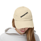 Model wearing tan [REDACTED] strap hat casual outfit
