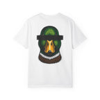 White t-shirt with a duck head graphic on a white background