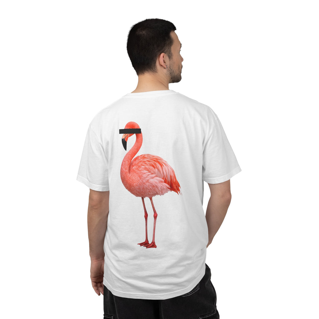 Man wearing a white t-shirt with 'South Bound 26' design on the back, standing against a white background.