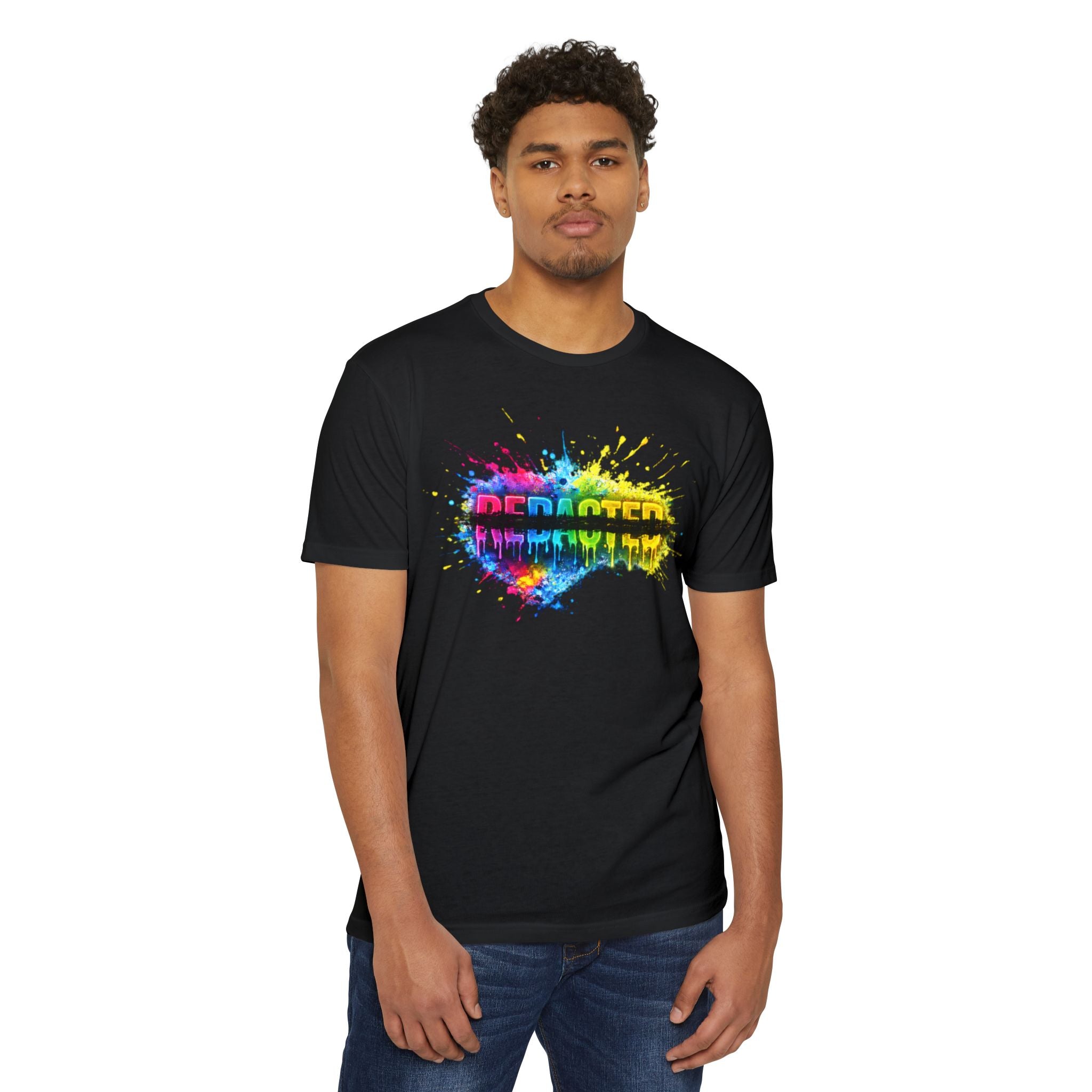athletic male wearing Spectrum Leak classified paintball shirt lifestyle shot