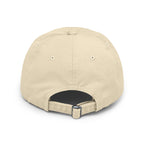 Tan strapback hat with [REDACTED] logo back angled product shot