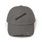 Gray distressed dad hat with [REDACTED] front embroidery