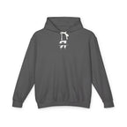 Gray hoodie with 'Pink Palm Puff' logo on a white background
