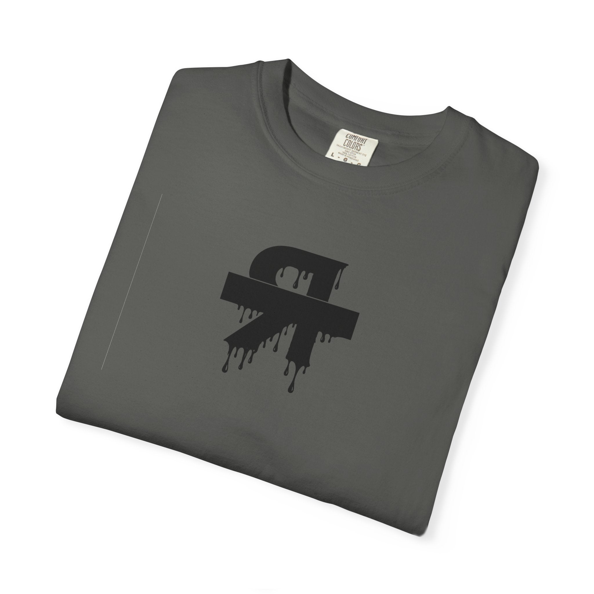 Folded brown t-shirt with a logo on a white background