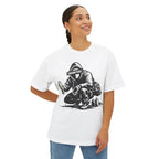 paintball streetwear t shirt with graffiti tagger design worn by model redactedpb