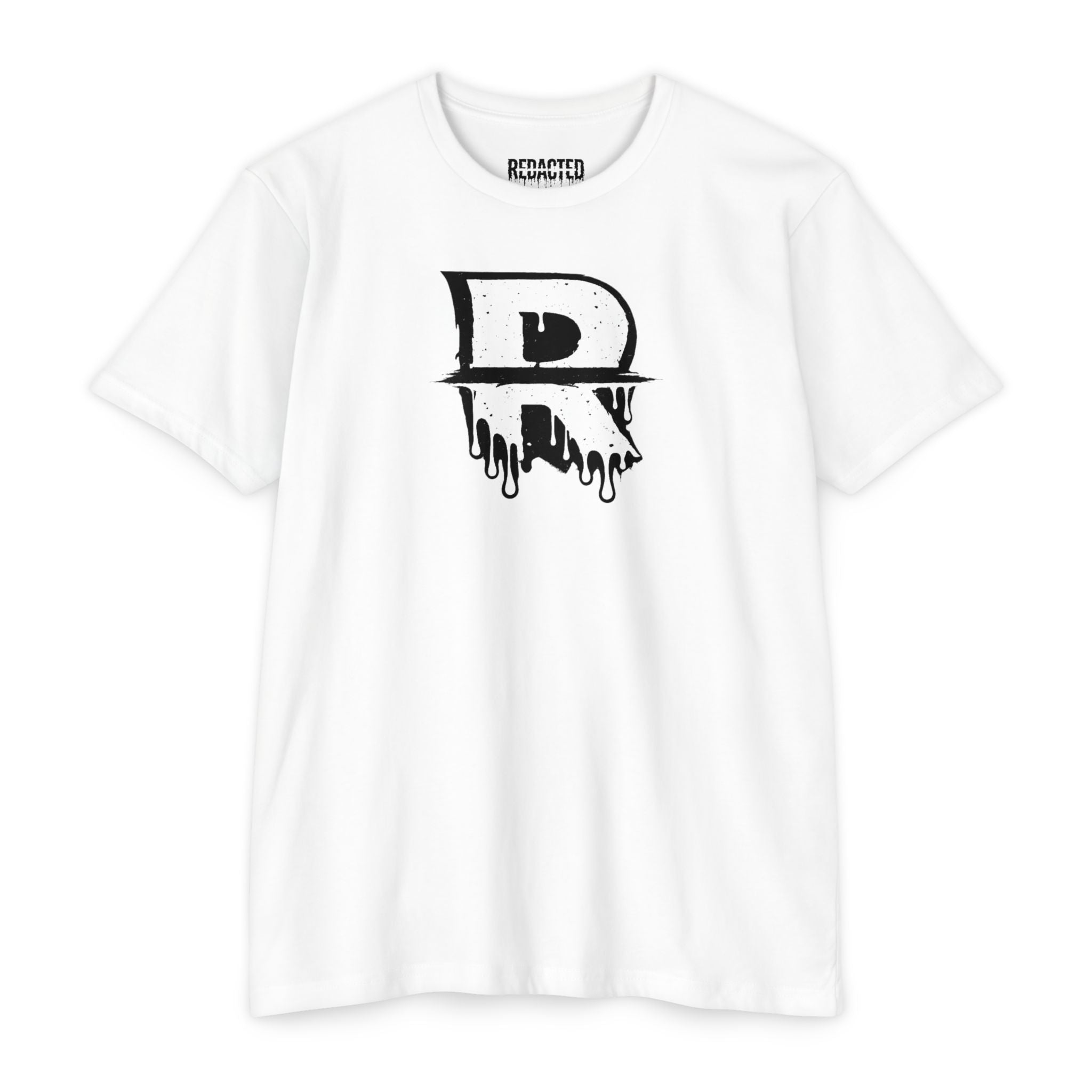 White Redacted R Tee minimalist logo tactical shirt