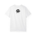 Redacted shirt white graphic tee with black distressed text and clean censor bar partially covering redacted word back view